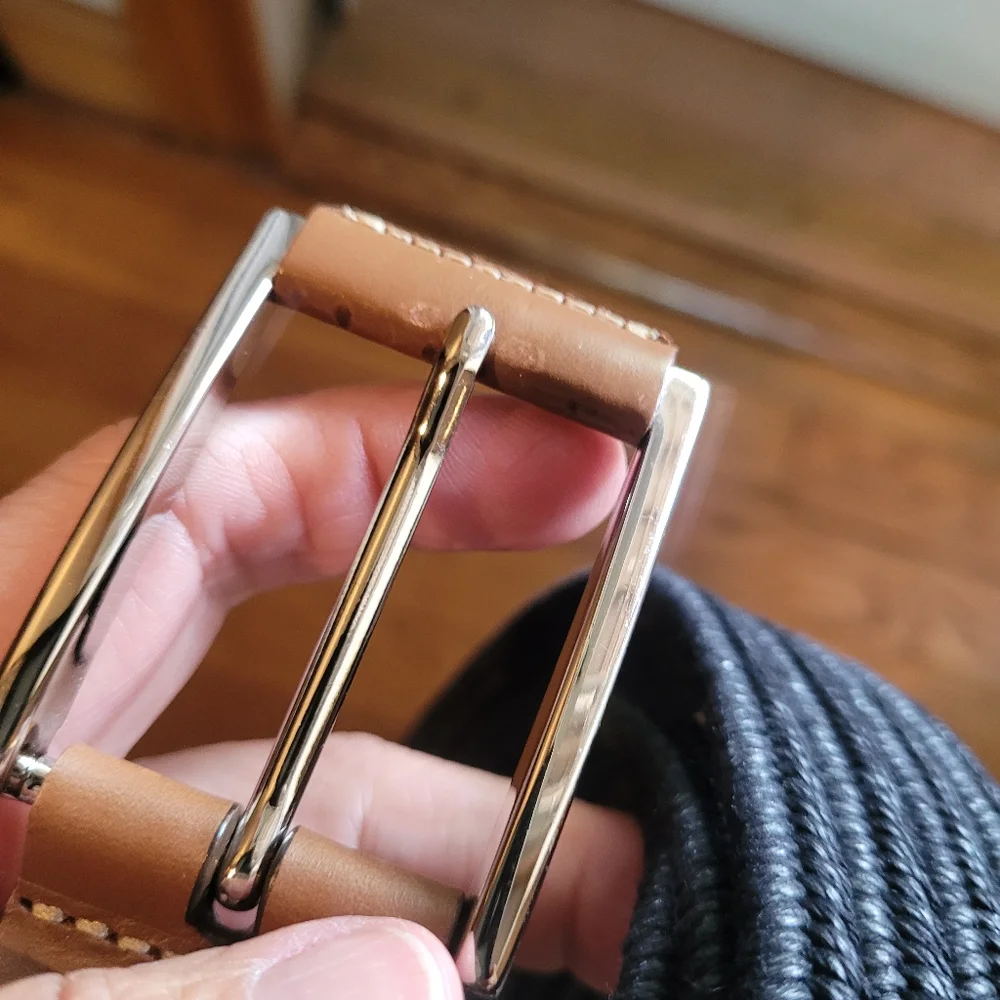 Torino woven cotton & leather belt Size 44, unisex